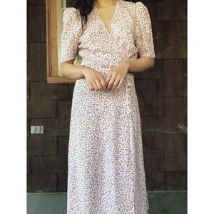 RARE Rouje Gabin Wrap Dress White Double Heart Ecru XS 34